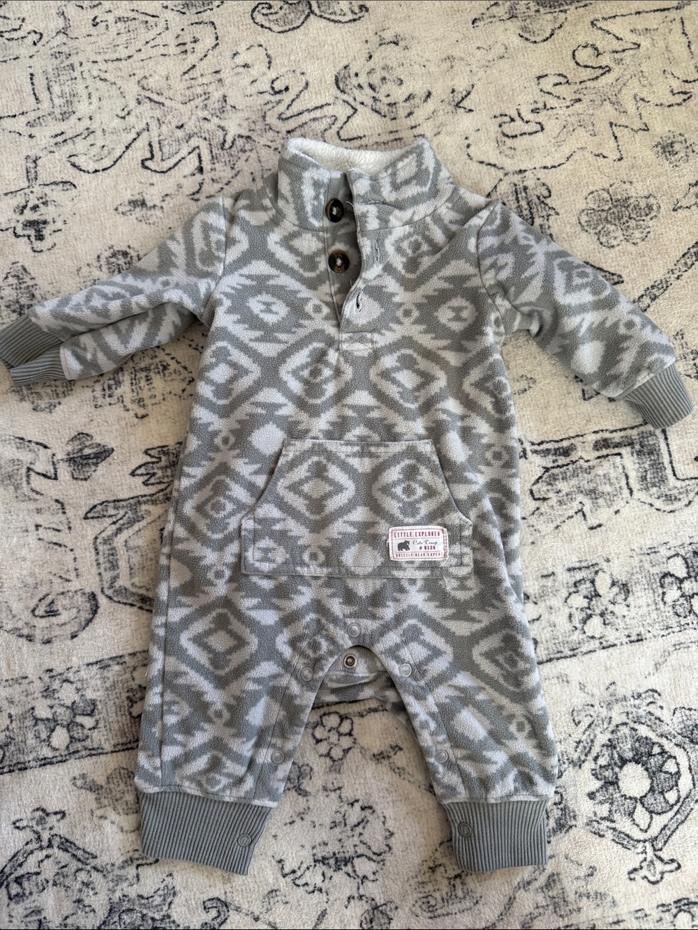 Carter's Gray & White Aztec Print One-Piece